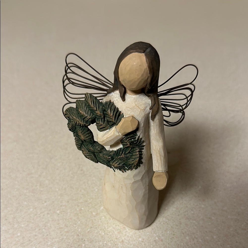 Willow Tree Angel Figurine with Green Wreath